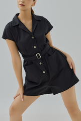 Daniela Belted Sculpted Shirt Romper