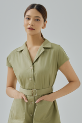 Daniela Belted Sculpted Shirt Romper