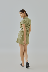 Daniela Belted Sculpted Shirt Romper