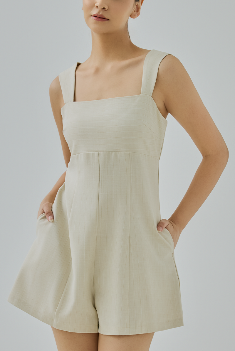 Livia Square-Neck Romper