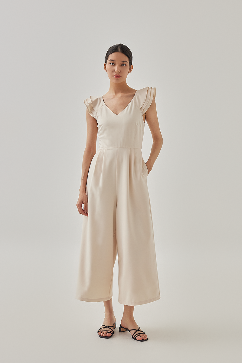 Shera Pleated Jumpsuit in Rice