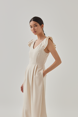 Shera Pleated Jumpsuit in Rice
