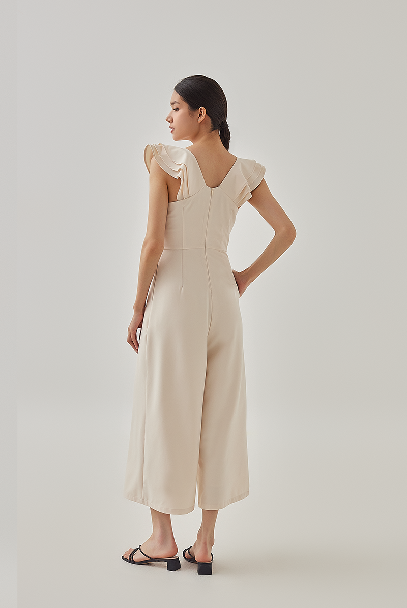 Shera Pleated Jumpsuit in Rice