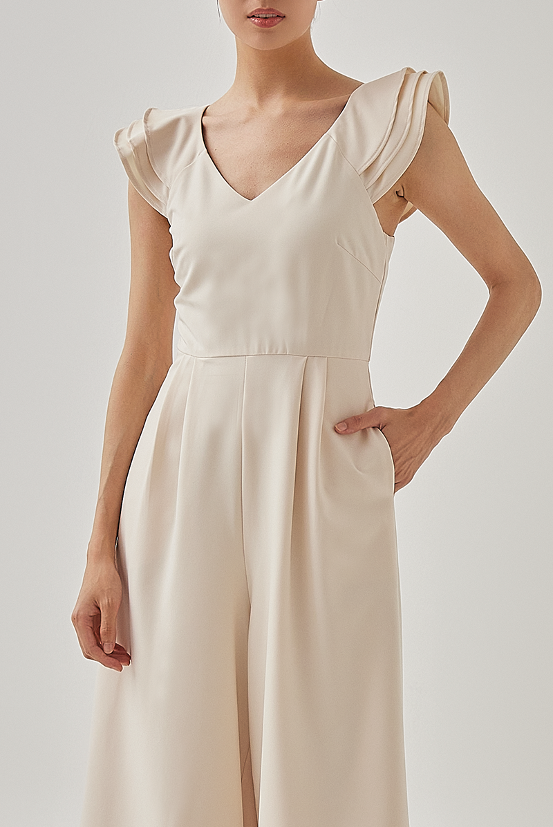 Shera Pleated Jumpsuit in Rice