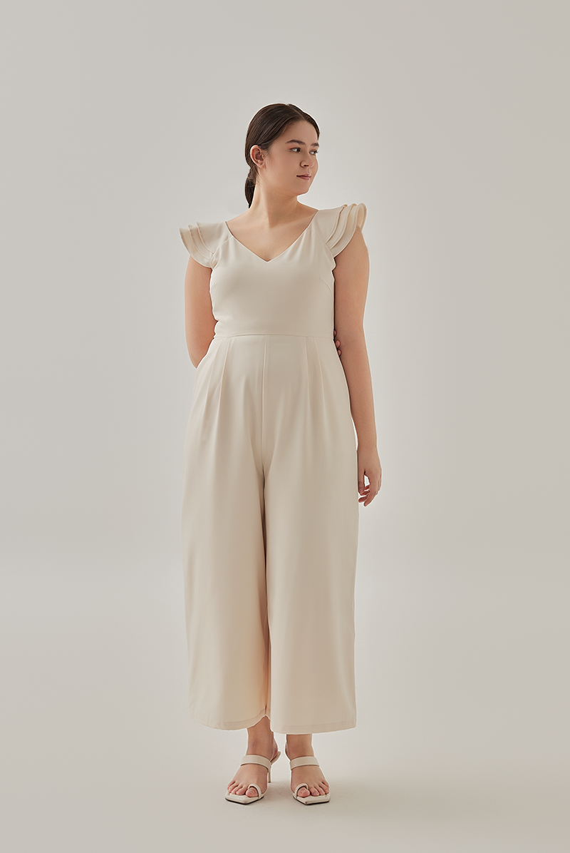 Shera Pleated Jumpsuit in Rice