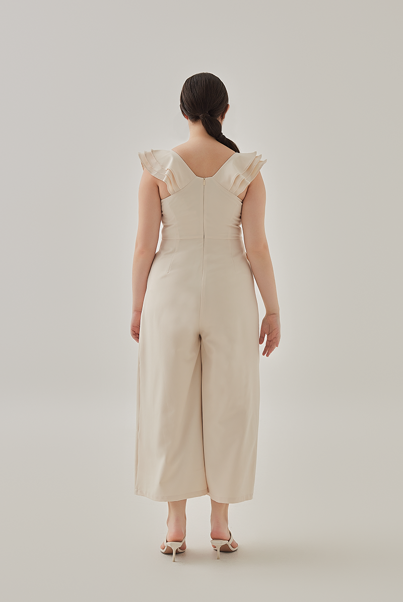 Shera Pleated Jumpsuit in Rice