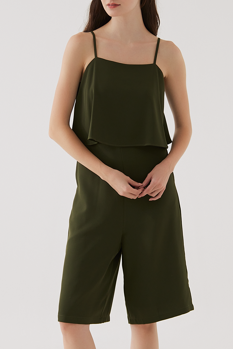 Ayla Layered Jumpsuit in Moss Green