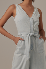 Oriana Denim Jumpsuit in Light Blue