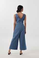 Oriana Denim Jumpsuit in Mid Blue