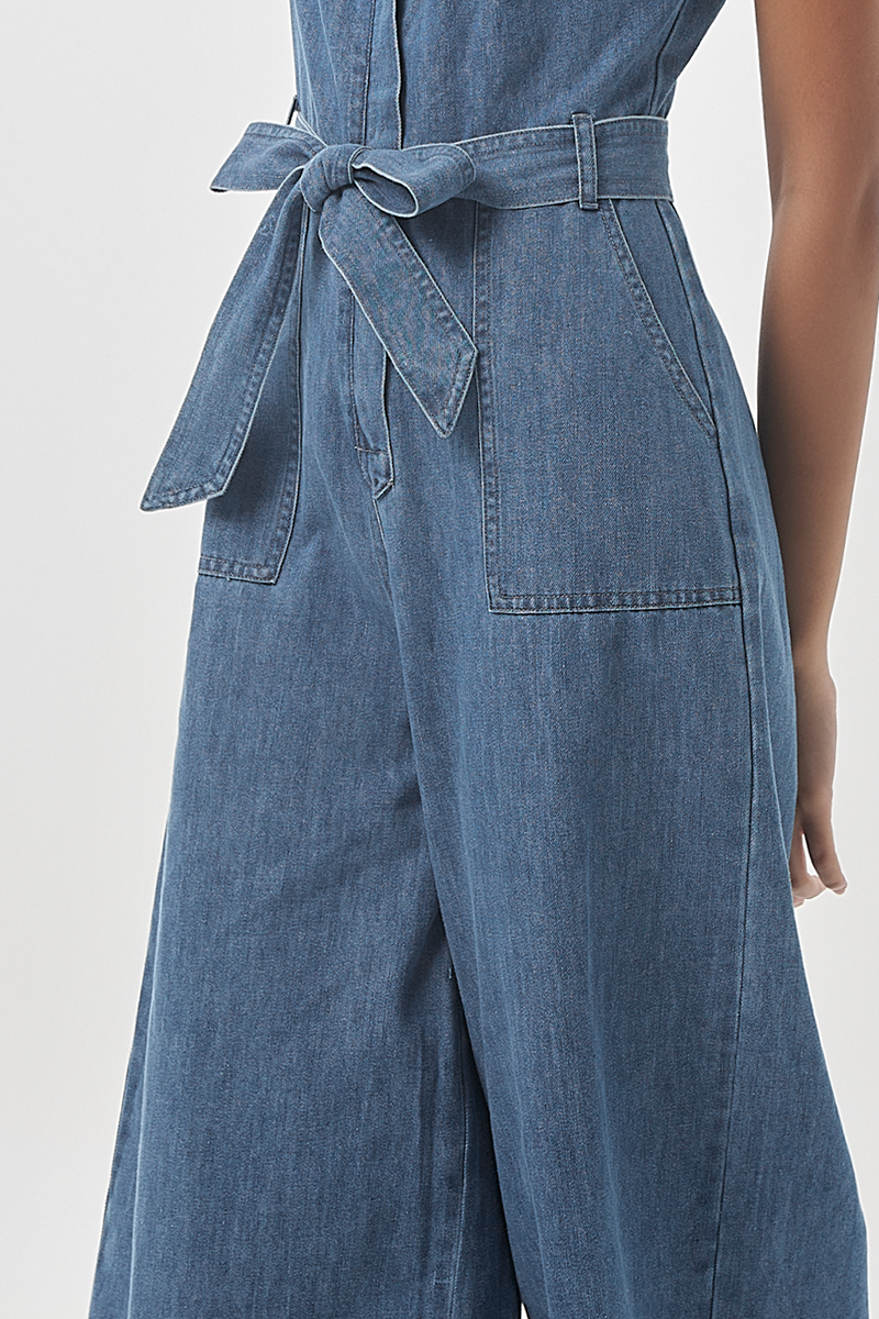 Oriana Denim Jumpsuit in Mid Blue