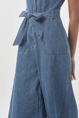Oriana Denim Jumpsuit in Mid Blue