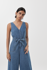 Oriana Denim Jumpsuit in Mid Blue