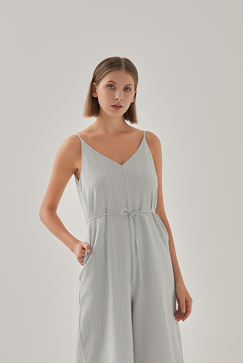 Striped online sleeveless jumpsuit