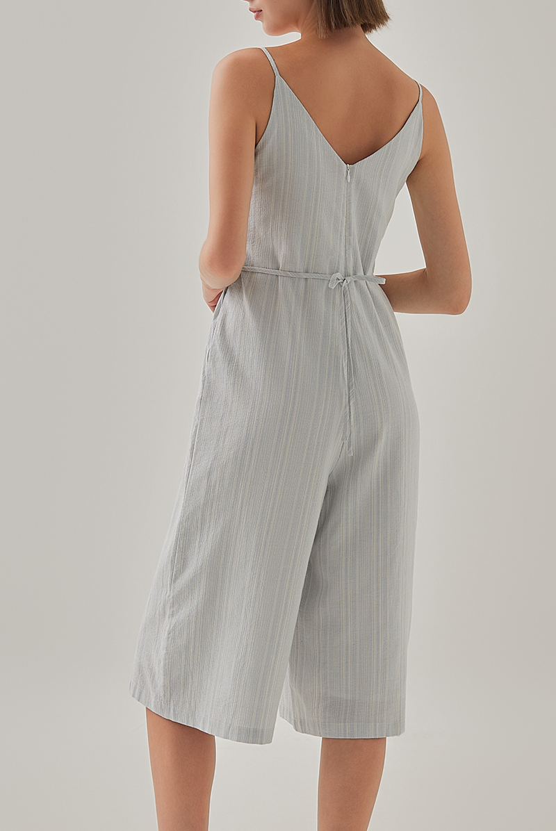Leonie Striped Sleeveless Jumpsuit in Blue