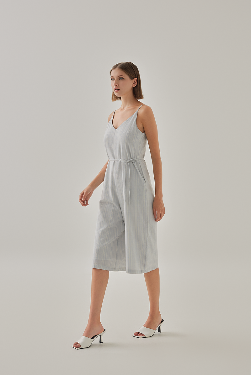 Leonie Striped Sleeveless Jumpsuit in Blue