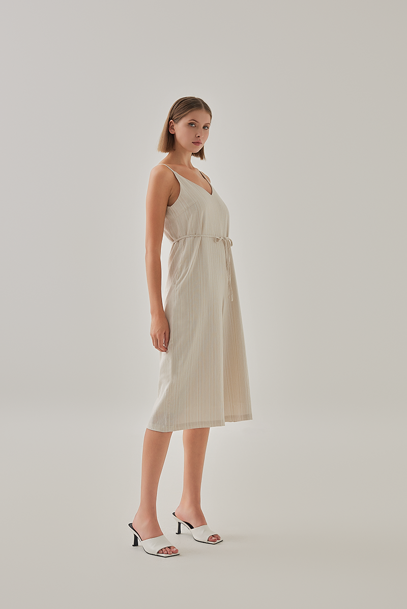 Leonie Striped Sleeveless Jumpsuit in Khaki