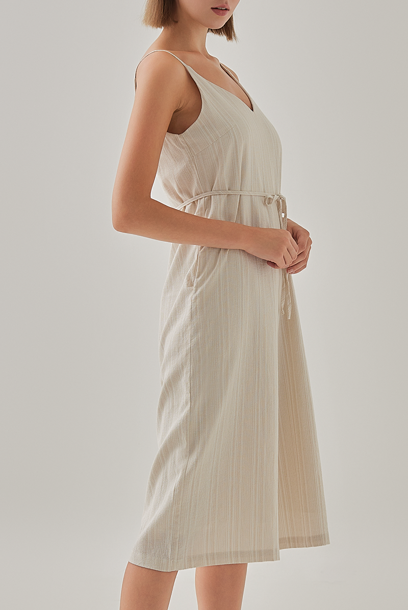 Leonie Striped Sleeveless Jumpsuit in Khaki