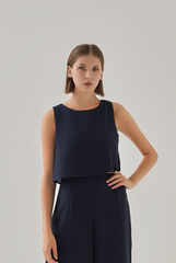 Nedra Sleeveless Jumpsuit in Navy Blue