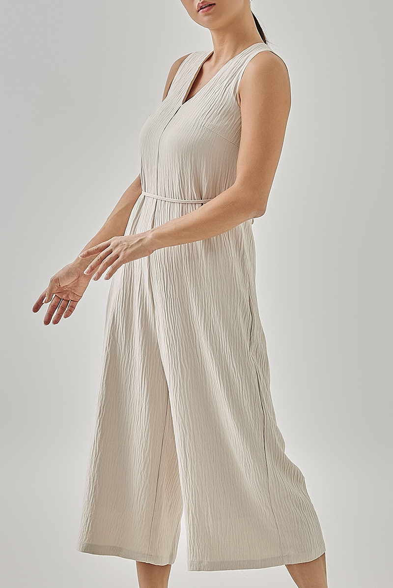 Helyna Textured Crop Jumpsuit in Oat