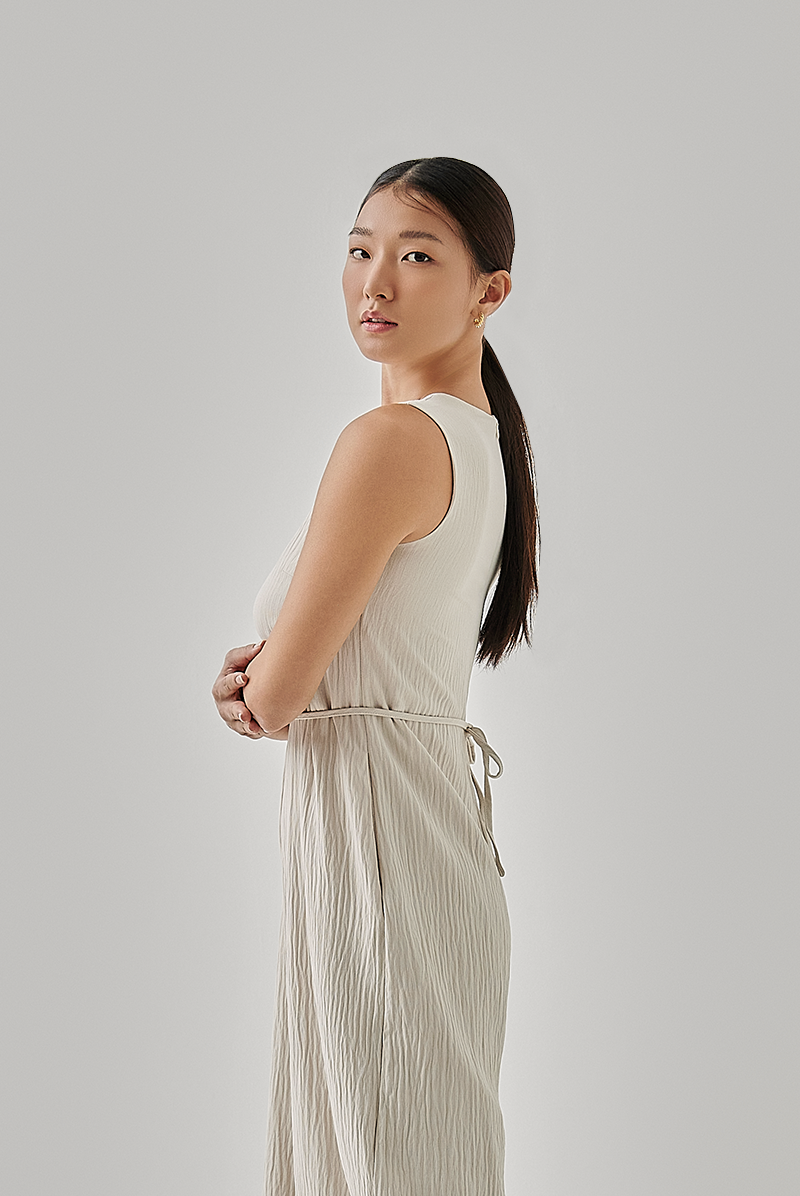 Helyna Textured Crop Jumpsuit in Oat