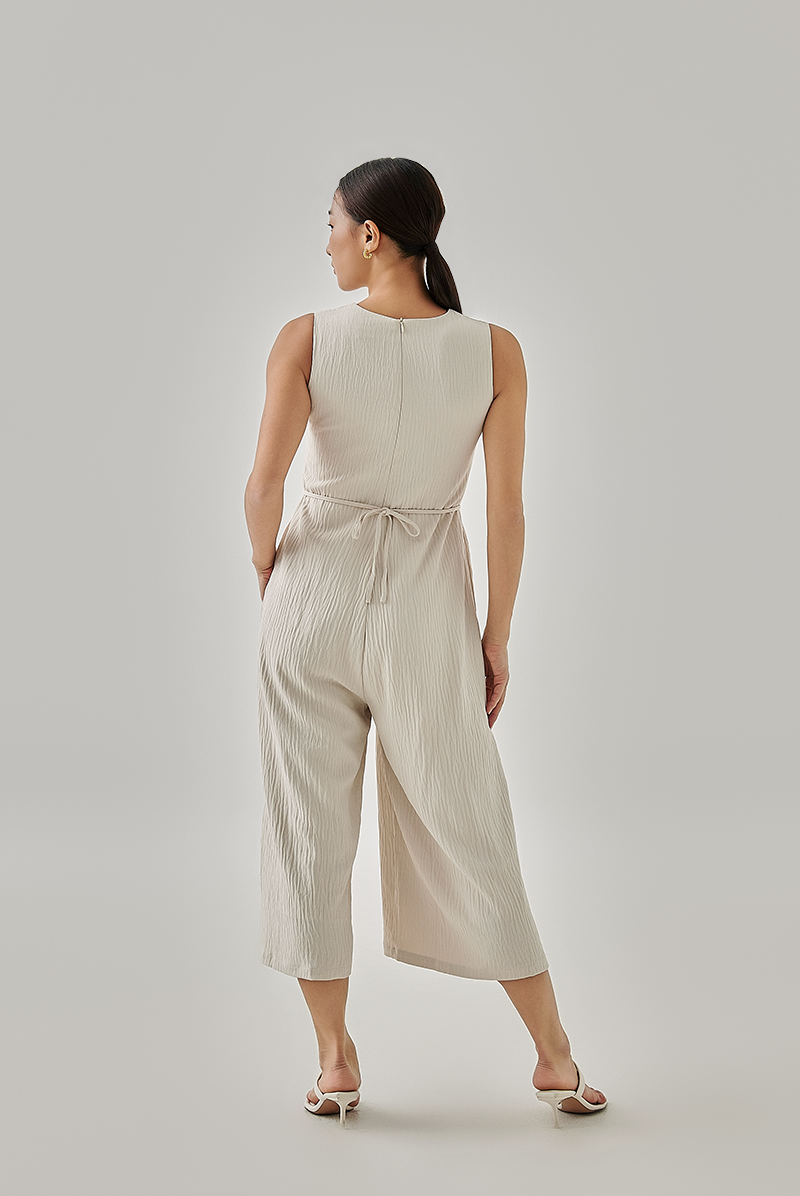 Helyna Textured Crop Jumpsuit in Oat