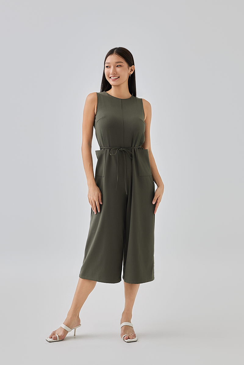 Val Patch Pocket Jumpsuit in Seaweed