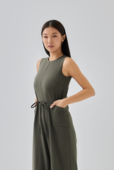 Val Patch Pocket Jumpsuit in Seaweed