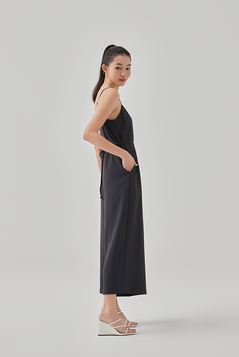 Mikenzie Wide Legged Jumpsuit in Charcoal