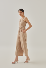 Reagan Sleeveless V-Neck Jumpsuit in Khaki