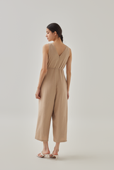 Reagan Sleeveless V-Neck Jumpsuit in Khaki