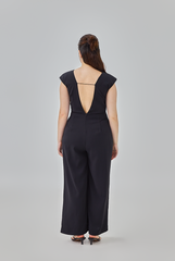 Jeanne Open V-Back Jumpsuit in Black