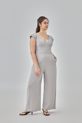 Jeanne Open V-Back Jumpsuit in Taupe