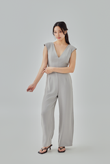 Jeanne Open V-Back Jumpsuit in Taupe