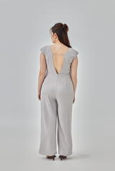 Jeanne Open V-Back Jumpsuit in Taupe