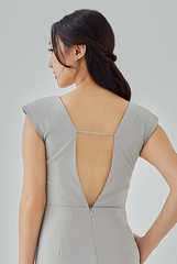Jeanne Open V-Back Jumpsuit in Taupe