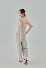 Jeanne Open V-Back Jumpsuit in Taupe
