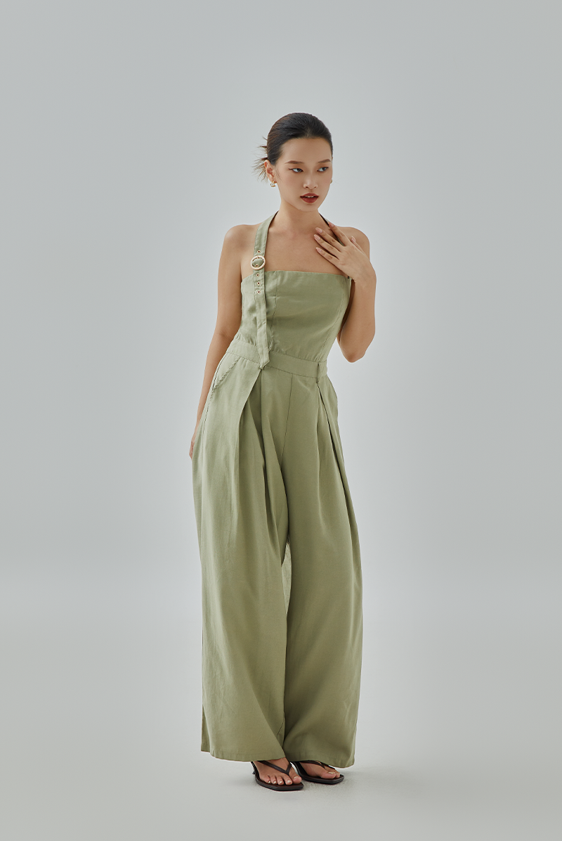 Daphne Buckle Halter Jumpsuit