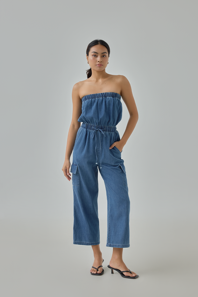 Tavia Denim Tube Jumpsuit
