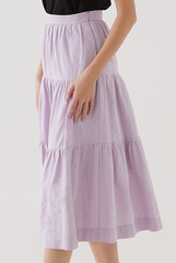 Celeste Tiered Midi Skirt in Lilac