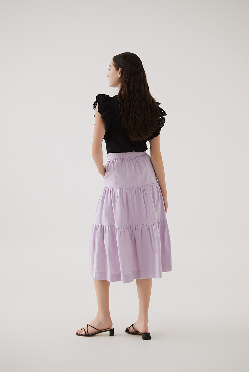 Celeste Tiered Midi Skirt in Lilac