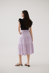 Celeste Tiered Midi Skirt in Lilac