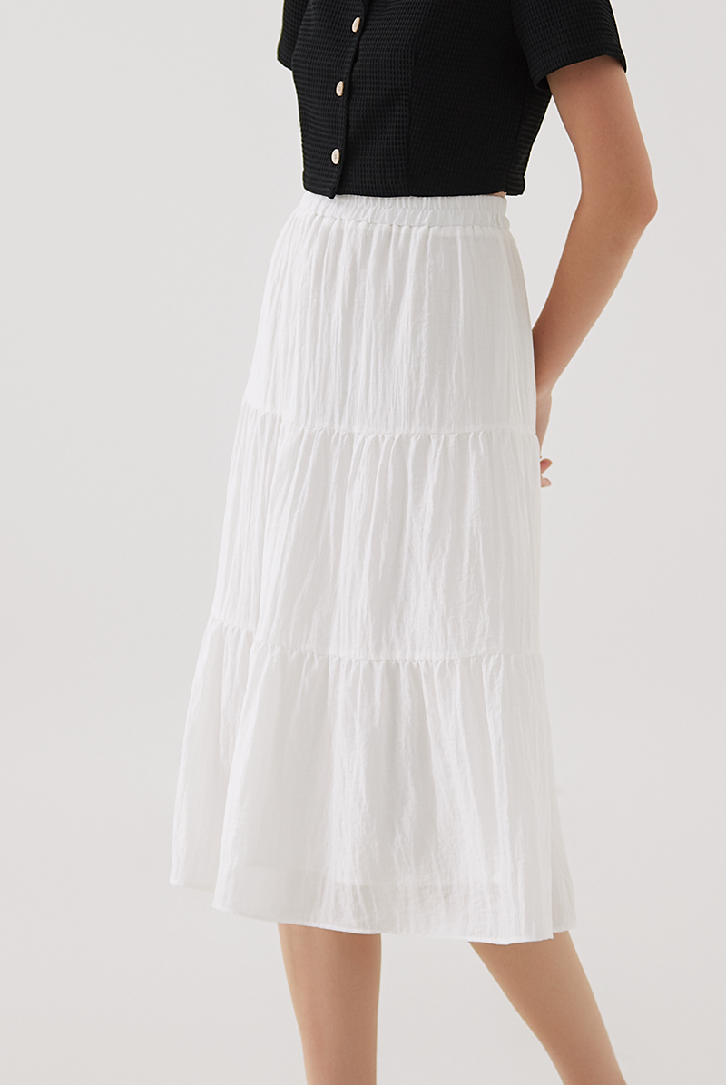 Lexie Tri-Tiered Skirt in White