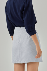 Breanna Tweed Half-Wrap Skirt in Sky Blue