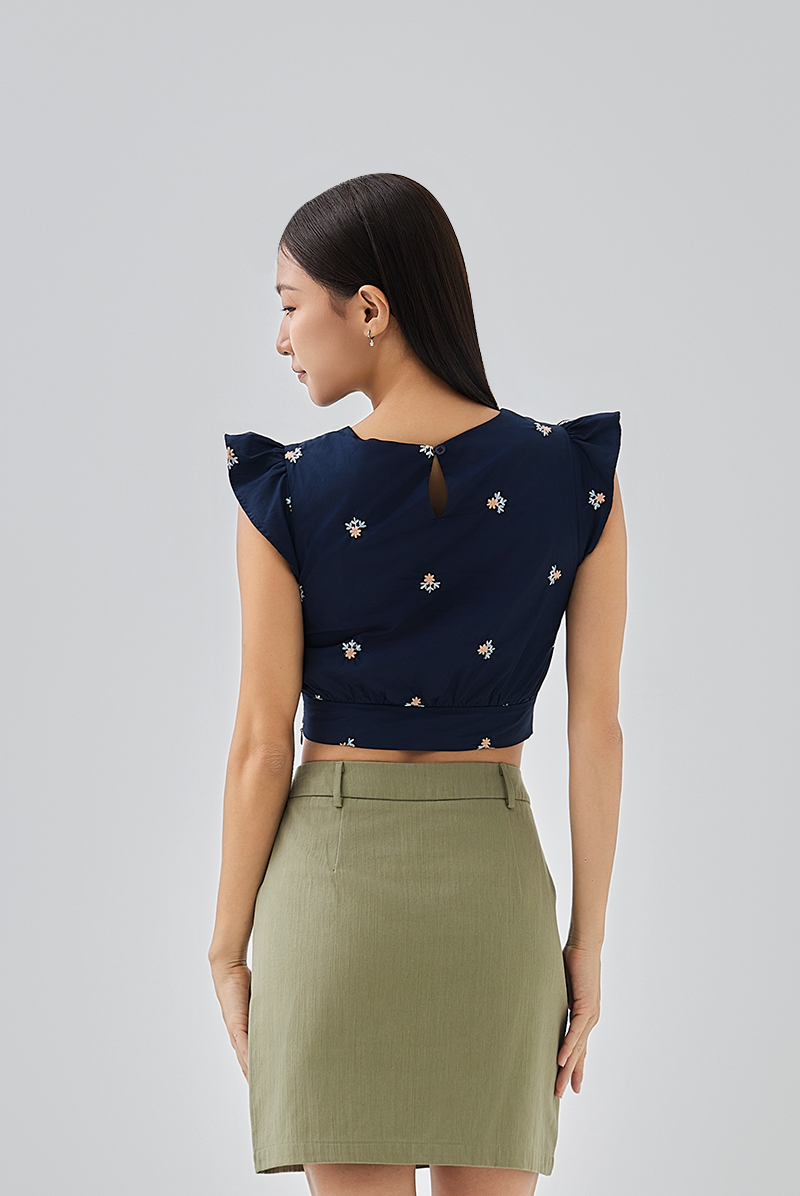 Tanya Patch Pocket A-line Skirt in Olive Green