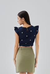 Tanya Patch Pocket A-line Skirt in Olive Green