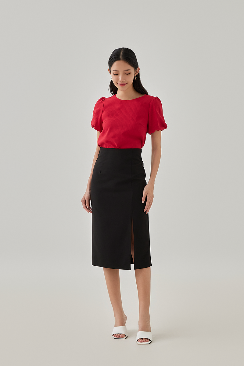 Eileen Front Slit Skirt in Black