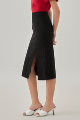 Eileen Front Slit Skirt in Black
