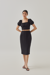 Tracey Fitted Pencil Skirt in Black