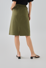 Perry Elasticated Midi Skirt in Moss Green