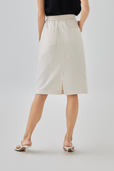 Perry Elasticated Midi Skirt in Rice